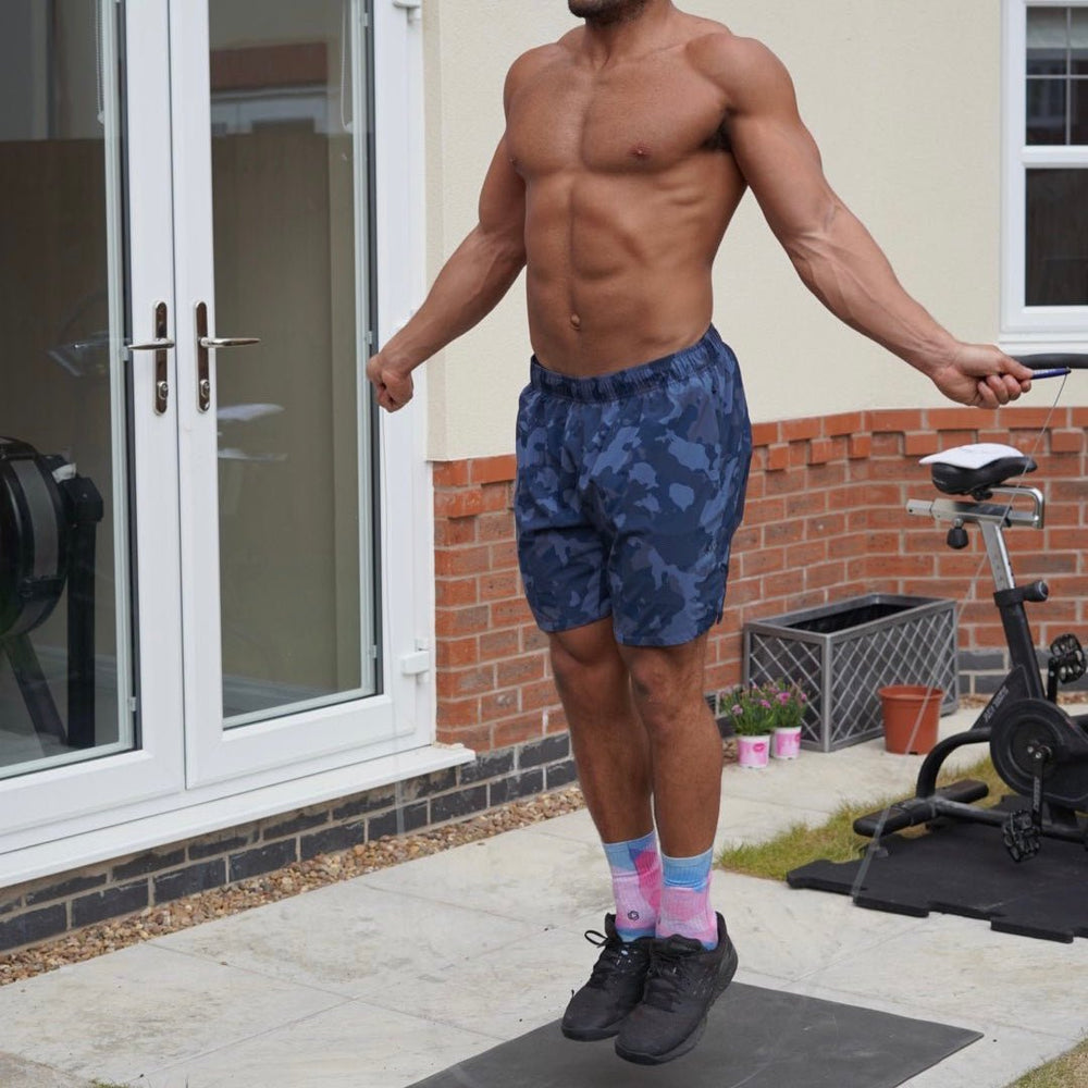 Geo Twist Pink & Blue Socks from Hexxee for Genejack WOD