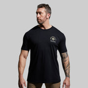 Outdoor Mule Deer Badge T-Shirt T-shirt | Black from Born Primitive for Genejack WOD