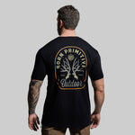 Outdoor Mule Deer Badge T-Shirt T-shirt | Black from Born Primitive for Genejack WOD