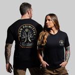 Outdoor Mule Deer Badge T-Shirt T-shirt | Black from Born Primitive for Genejack WOD