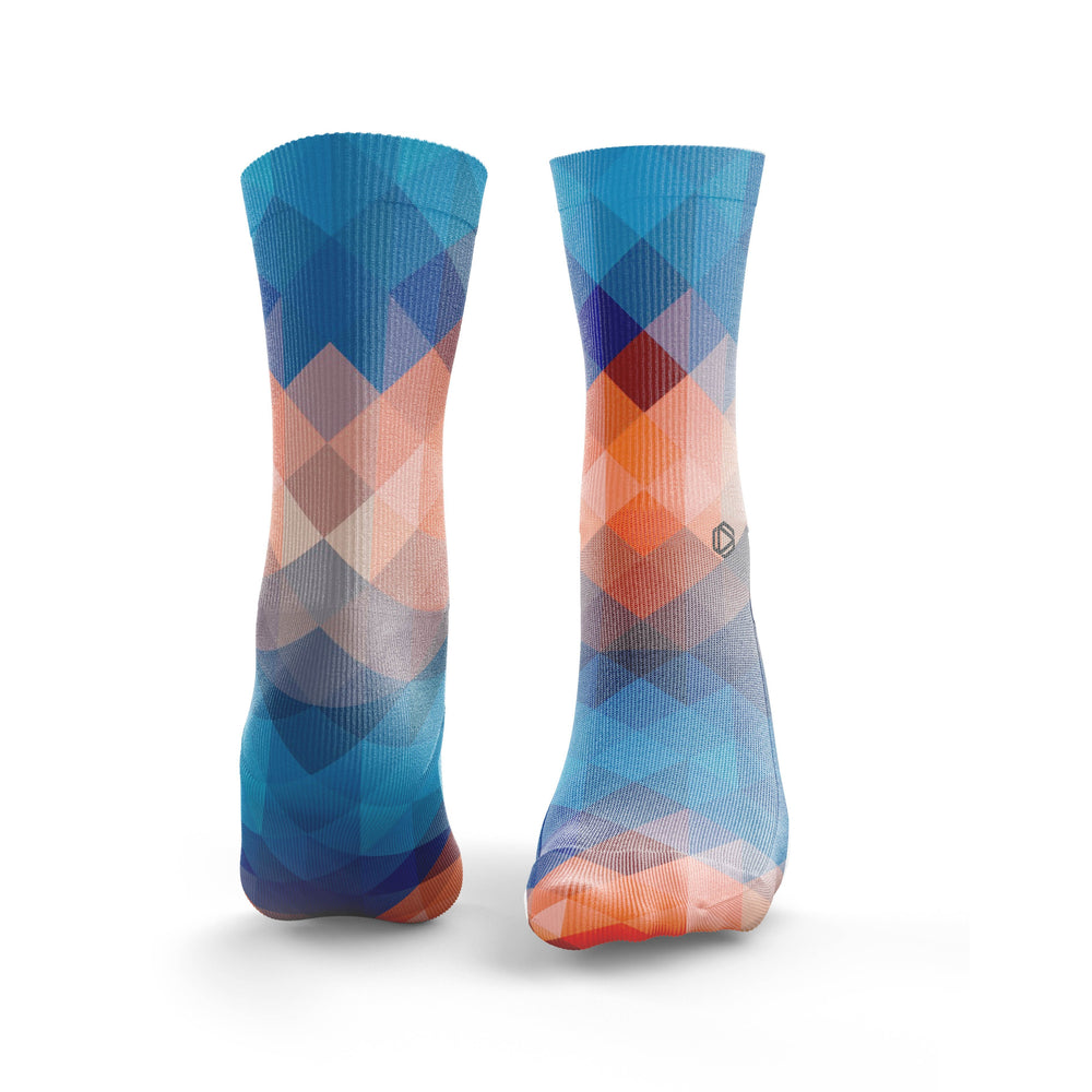 Geo Twist Orange & Blue Socks from Hexxee for Genejack WOD
