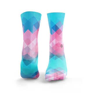 Geo Twist Pink & Blue Socks from Hexxee for Genejack WOD