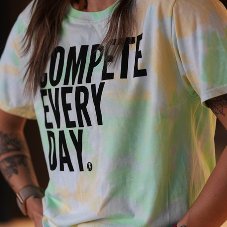 Compete Everyday T-shirt | Green Lime Tie Dye