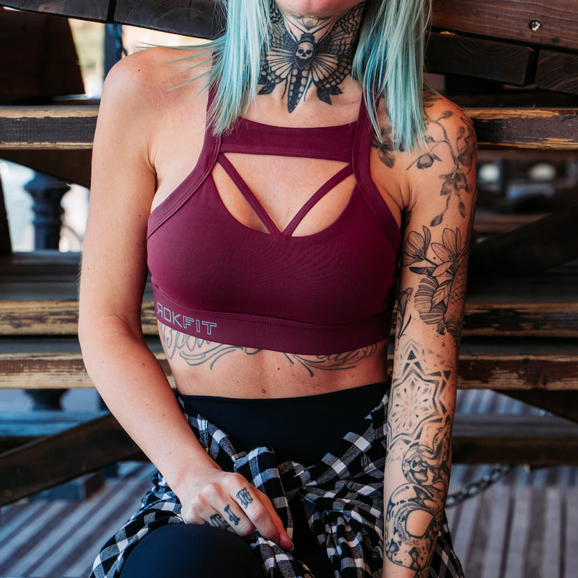 The Lacey Sports Bra - Merlot from Rokfit for Genejack WOD