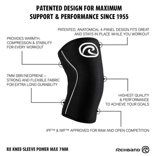 Rx Knee Sleeves Power Max - Carbon/Black from Rehband for Genejack WOD